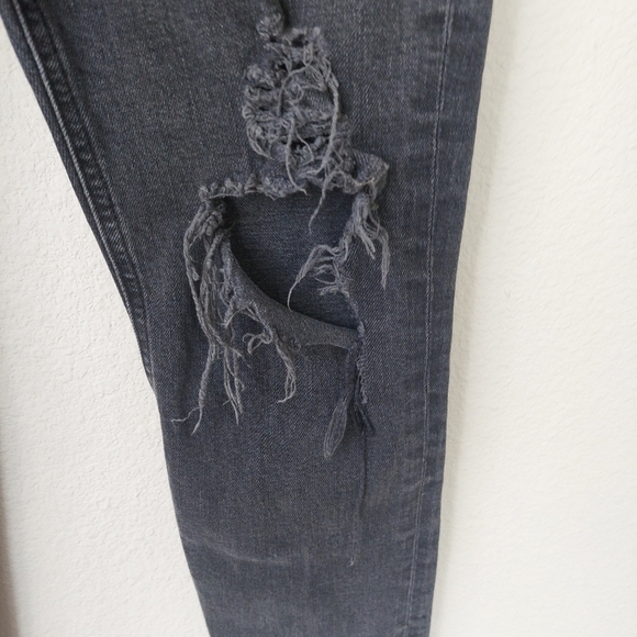Agolde Nico Cassette  Distressed Black Button Fly Jeans Size 29 - Picture 3 of 13